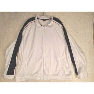Starter Jacket Men’s Athletic Track 2XL Full Zip LS White 50 52 Pockets Logo